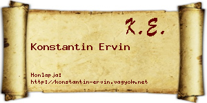 Konstantin Ervin névjegykártya